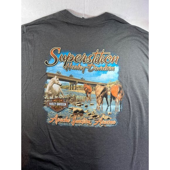 Harley-Davidson‎ Gray Superstition Apache Junction Arizona Horses 3X Mens Tee - Picture 3 of 5